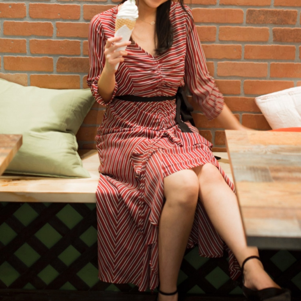 Spirit of Grace Vertical Striped Cinch Maxi Dress